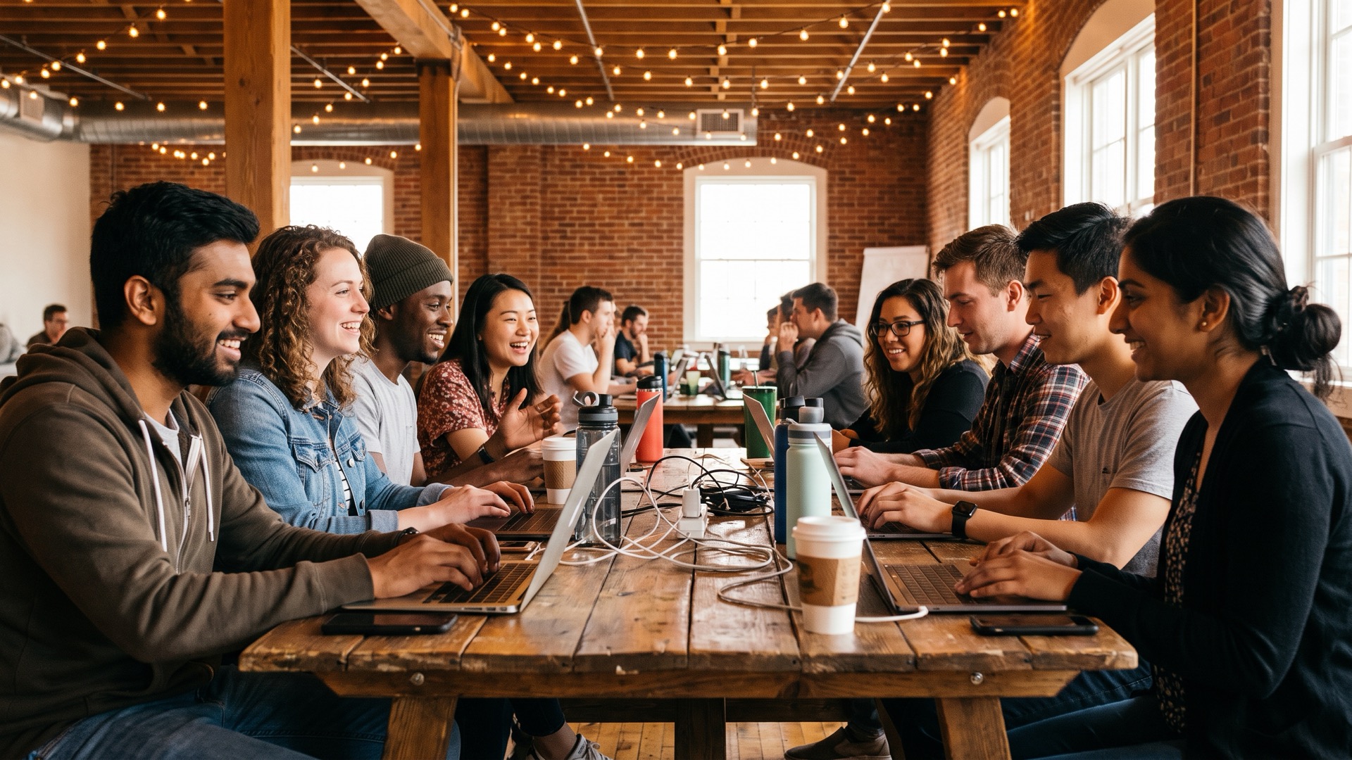 Developers collaborating at a hackathon